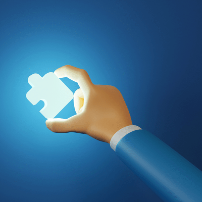 An IT professional holding a puzzle piece symbolizing custom-made IT solutions for a business
